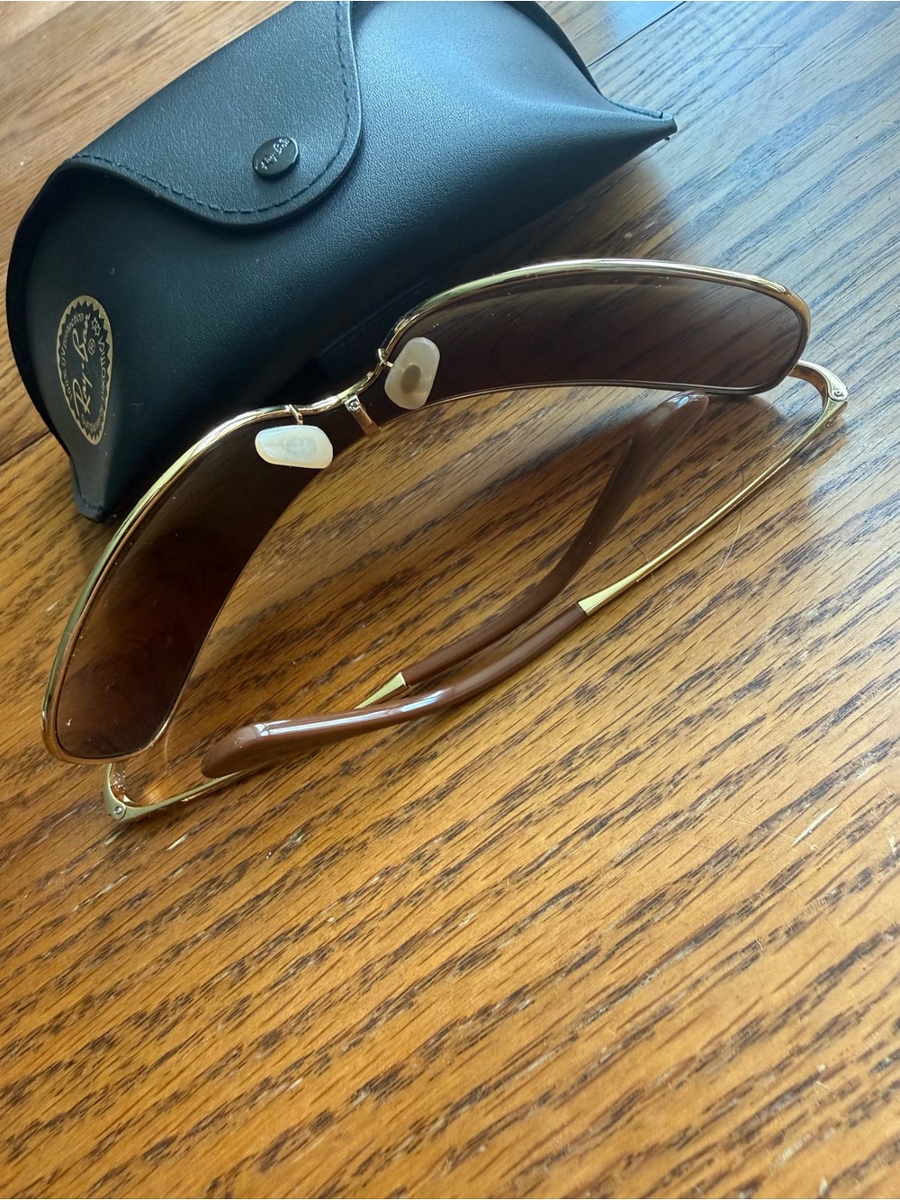 Ray-Ban Gold Frame Brown Gradient Shield Sunglasses - Picture 5 of 9